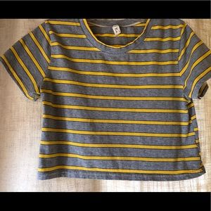 Gray & yellow striped T-shirt